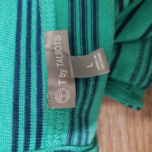 (L) T by Talbots Striped Knit Top Nautical Casual Comfortable Loungewear Comfy - Picture 2 of 7